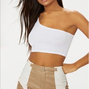 Basic white one shoulder crop top